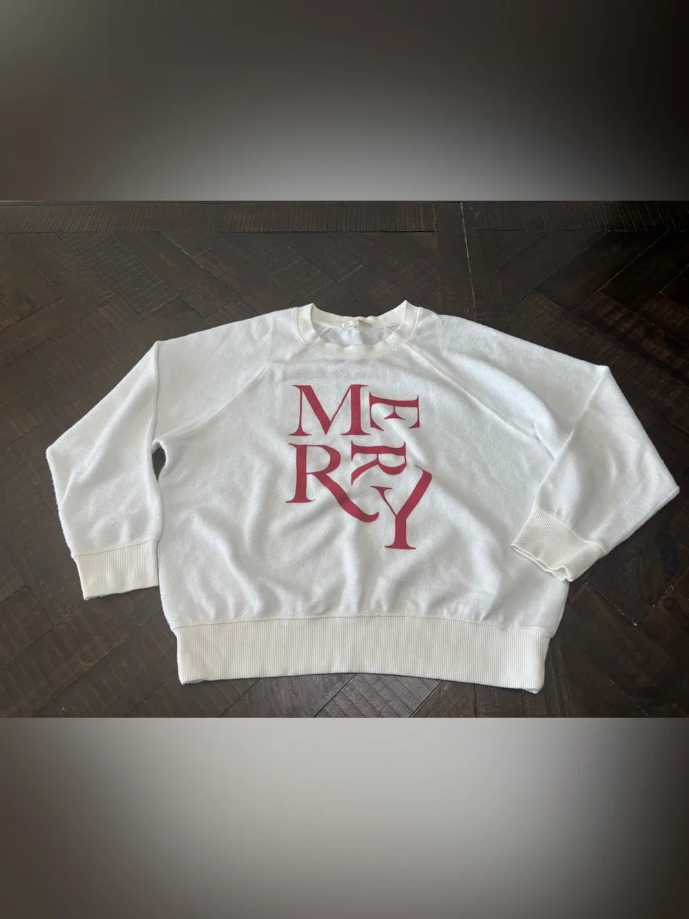 Z SUPPLY Merry Sweatshirt Cassie white Size Small Holiday Cozy Lounge Pullover